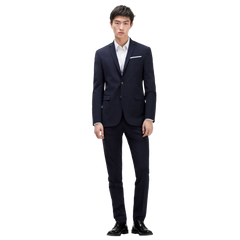 Navy Blue Checked Suit